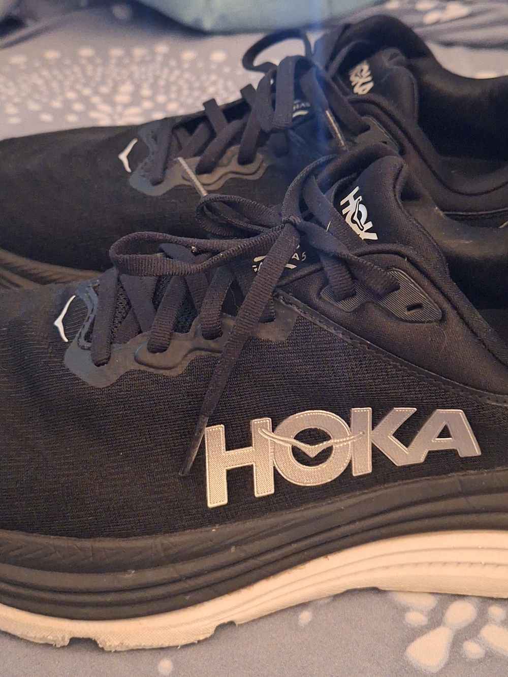 Hoka Black Athletic Shoes with White Logo